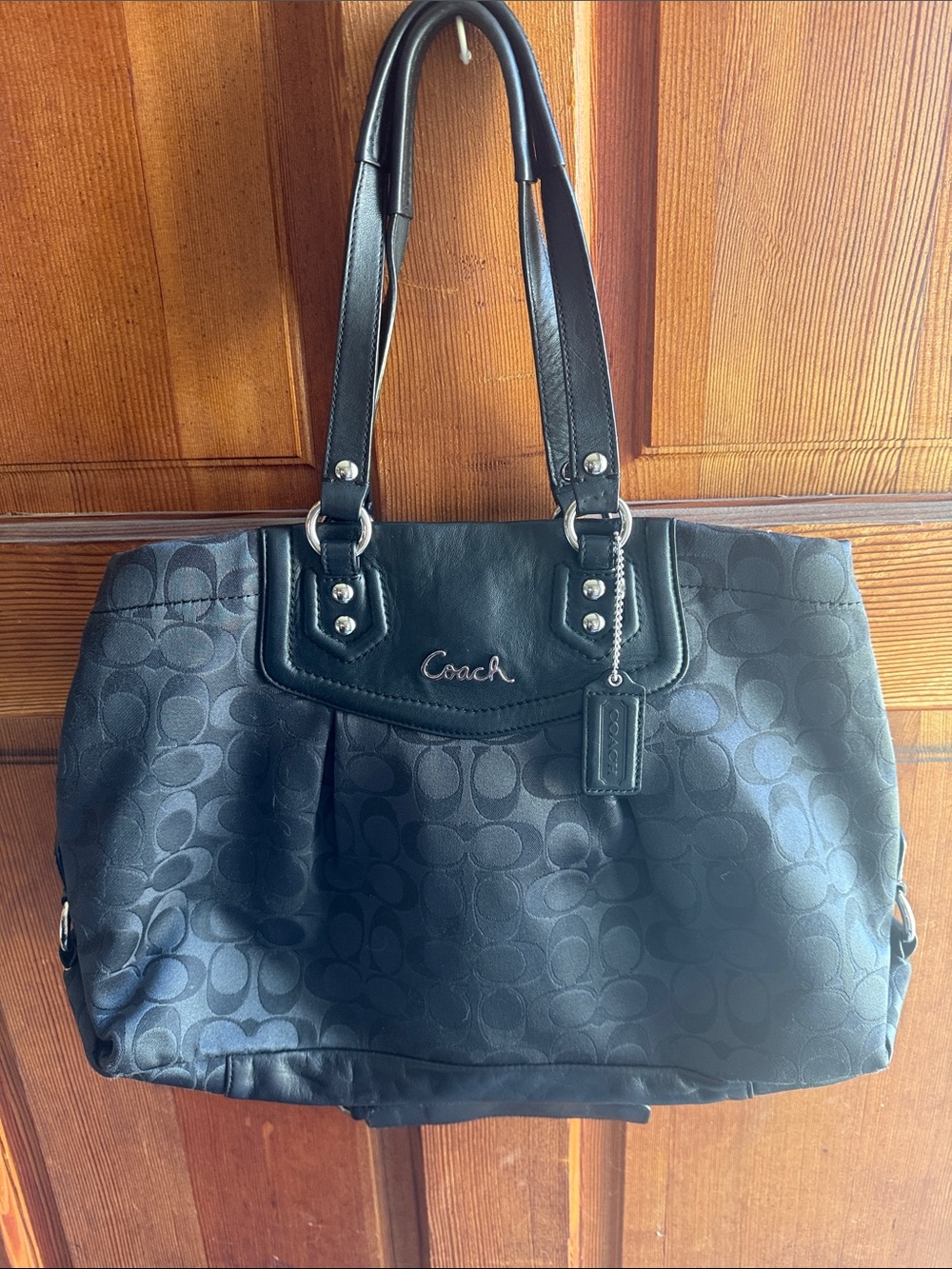 Coach Black Signature Shoulder Tote